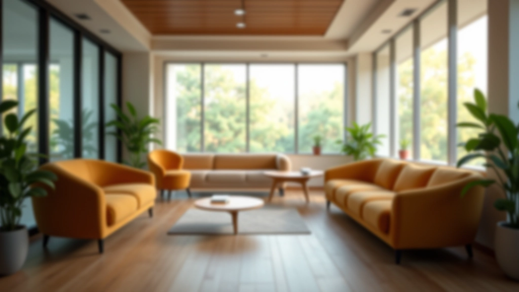 Modern training room with comfortable seating and natural lighting, professional environment for communication workshops