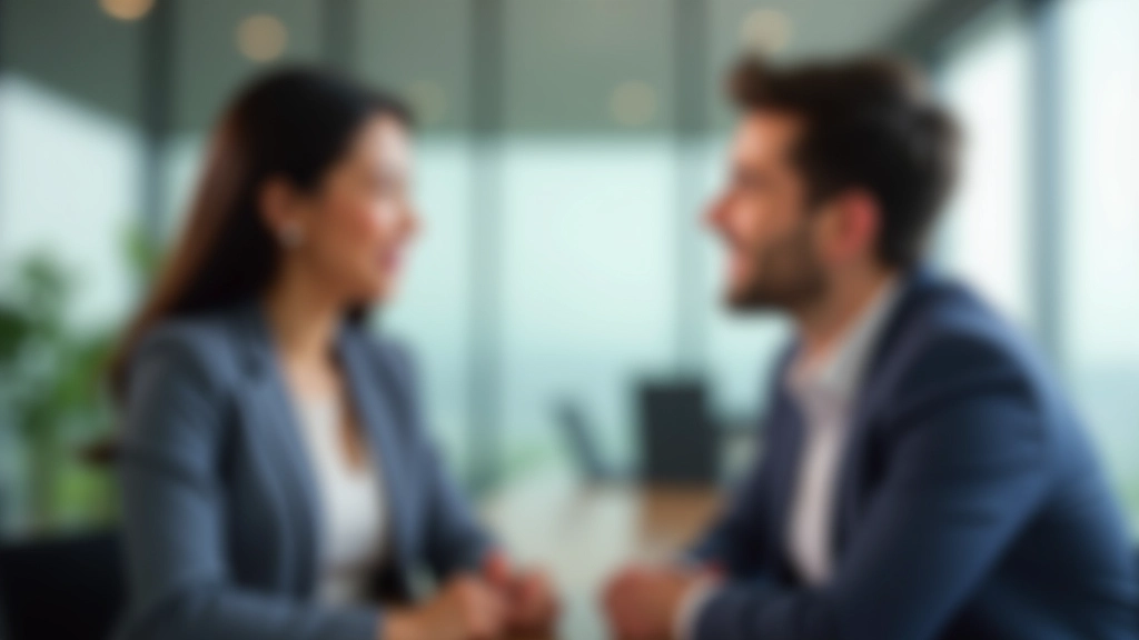 Two colleagues in casual office setting, one speaking with animated expression while other listens with full attention and genuine interest