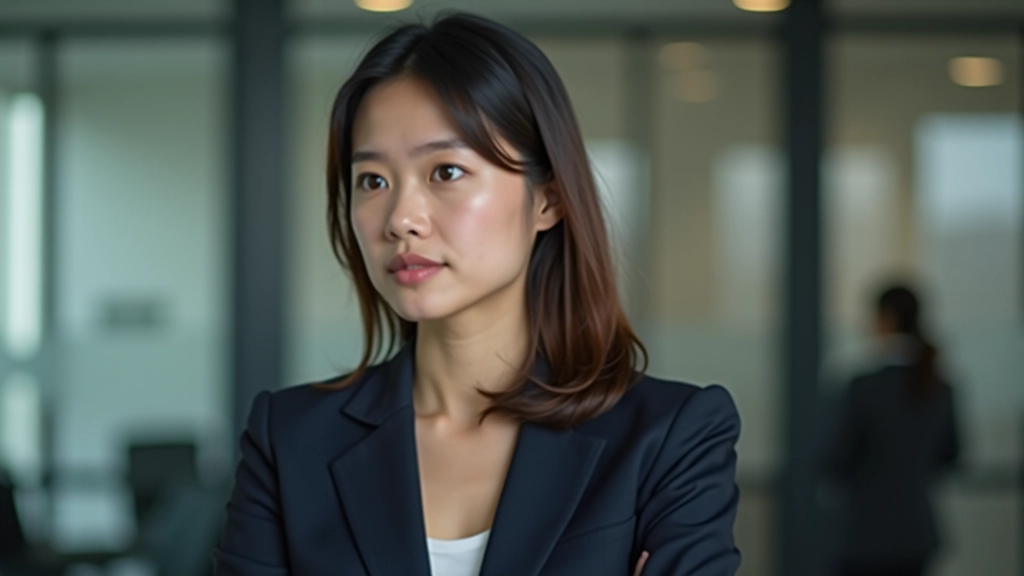 Woman listening intently to colleague, focused expression, leaning forward slightly, open body language in office setting